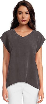 Mod-o-doc Cap Sleeve V-neck Long Tank Top Womens Clothing Washed Ebony : LG (US 12-14), Tencel