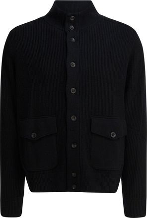 Polo Ralph Lauren Wool Cardigan With Mock Neckline Knitwear Nero-Uomo