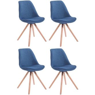 Clp Set De 4 Sillas De Comedor Toulouse En Tela Azul Natural