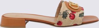 Valentino Garavani Natural Leather And Cotton Flats