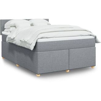 vidaXL Vidaxl - Cama Box Spring Con Colch&oacute;n Tela Gris Claro 140x190 Cm