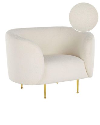 Beliani Sill&oacute;n boucl&eacute; blanco