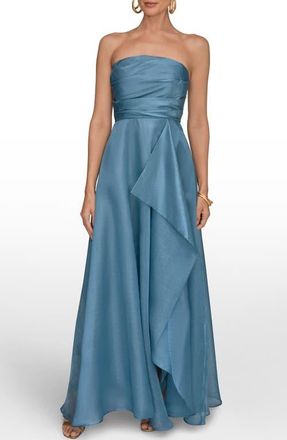 DKNY Strapless Ruffle Gown in Washed Indigo at Nordstrom, Size 14