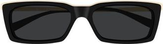 Saint Laurent 57mm Rectangular Sunglasses in Black at Nordstrom