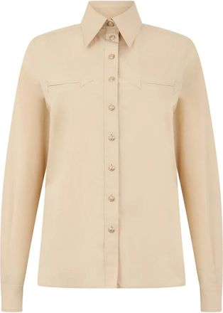 Alberta Ferretti Overhemden, Dames, Beige, S, Katoen, Lange mouwen shirt