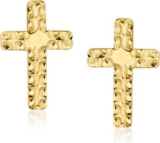 RS Pure by Ross-Simons Italian 10kt Yellow Gold Cross Earrings