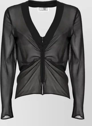 Maison Margiela sheer v-neck long-sleeve blouse