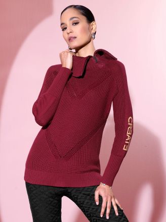 Cr&eacute;ation L Strickpullover CREATION L Pima-Baumwoll-Pullover, Damen, Gr. 36, rot (kirsche), 100% Baumwolle, unifarben, Pullover Strickpullover