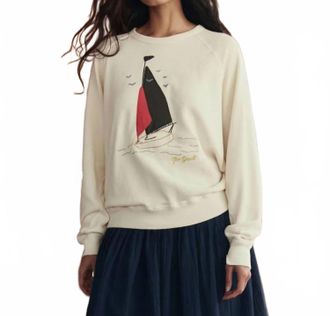 The Great. Sailing Boat Crew Neck Sweatshirt In Washed White