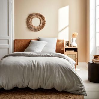 Sweeek Ropa De Cama De Gasa De Algod&oacute;n Gris Claro, 2 Plazas