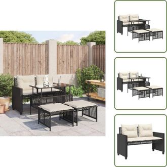 vidaXL Cuscino da seduta - vidaXL Set Divani da Giardino 4 pz con Cuscini Nero Polyrattan Vetro - Cuscino da giardino