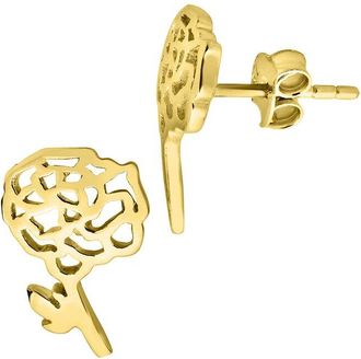 Sterling Forever 14K Gold Birth Flower Stud Earrings