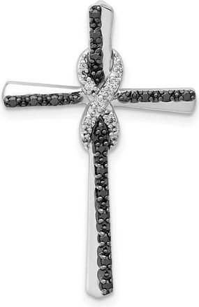 Diamond2Deal 14k White Gold 1/6 carat Black and White Diamond Infinity Cross Chain Slide