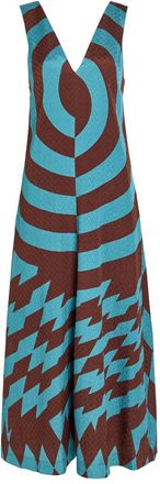 Dries Van Noten Dea Patterned Chevron Silk-blend Maxi Dress - Grey - 38 (UK10 / S)