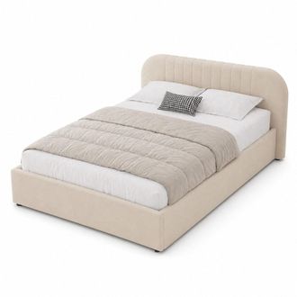 Concept Usine Cama con ba&uacute;l de almacenamiento de 140 x 190 cm en terciopelo beige