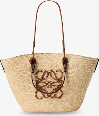 Loewe Paulas Ibiza -Borsa a spalla Anagram in rafia e pelle - LOEWE - gender_Woman