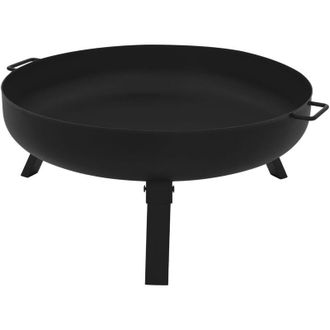 ECD Germany Ecd Germany - Ciotola da Fuoco &Oslash;60 x 27 cm in Acciaio Nero con 3 Piedi Pieghevoli Pozzo di Fuoco per il Giardino Cesto da Fuoco Rotondo con Telaio a