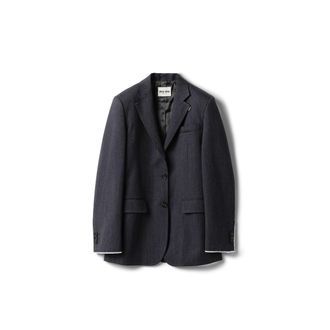 Miu Miu Single-breasted Twill Jacket, Woman, Anthracite Gray, Size 38