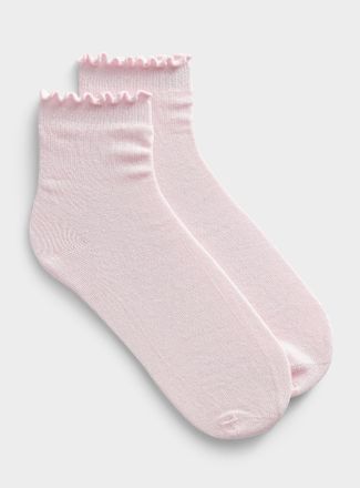 Simons Womens Solid ruffle-trim socks
