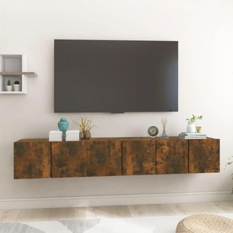 Berkfield Home Hanging TV Cabinets 3 pcs Smoked Oak 60x30x30 cm in Brown | Size: 60 x 30 x 30 cm
