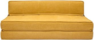 Miliboo Sill&oacute;n Cama De 2 Plazas De Tejido Efecto Aterciopelado Amarillo Mostaza Katy