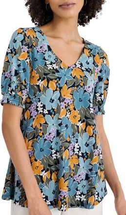 Seasalt Cornwall Rosehip Floral Top in Citrus Floral Poseidon at Nordstrom, Size 10 Us