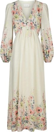 Neo Noir Kleedjes, Dames, Beige, M, Polyester, Silfi Jurk