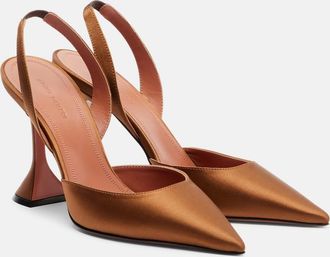 Amina Muaddi Holli satin slingback pumps