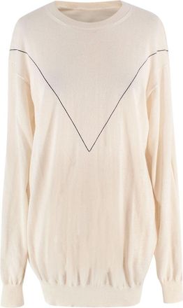 Celine Cream Geometric Detail Cashmere Jumper Size L