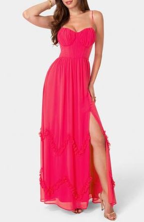 Bebe Soft Ruffle Corset Maxi Dress in Fuchsia at Nordstrom Rack, Size X-Small