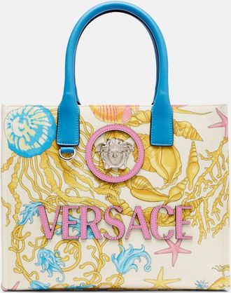 Versace Borsa La Medusa Small in canvas con stampa