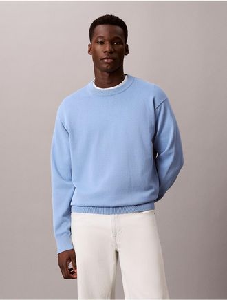 Calvin Klein Jeans Calvin Klein Mens Smooth Cotton Easy Sweater - Bright Blue - 2XL