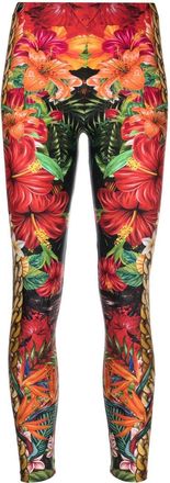 Philipp Plein Hawaii-print leggings - women - Polyamide/Elastane - S - Red