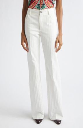 Etro Ex Stretch Cotton Flare Trousers in White Base at Nordstrom, Size 12 Us