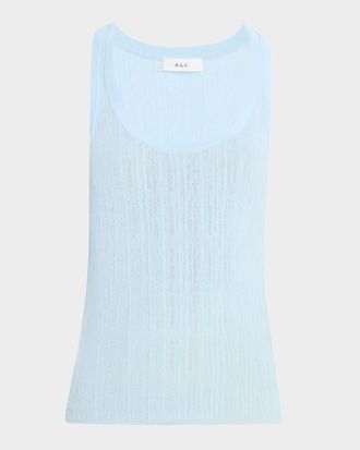 A.L.C. Iris Striped Scoop-Neck Tank Top