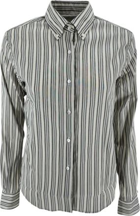 Xacus Gestreepte witte blouse vrouw - Dames - Overhemden - Grijs - 2XS - Overhemden