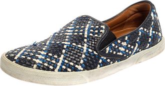 Jimmy Choo London Blue Demi Woven Leather Slip-On Sneakers