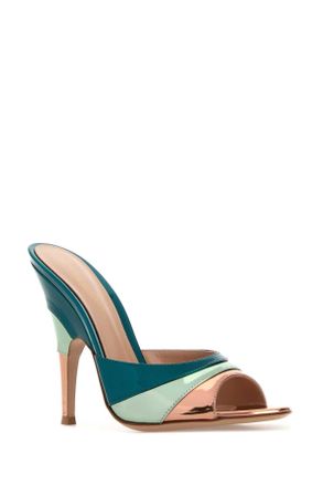 Gianvito Rossi Womens Multicolor Leather Marea Mules Rosegoldaloeteal Sandali Sandal