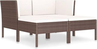 vidaXL Set Muebles De Jard&iacute;n 4 Piezas Y Cojines Rat&aacute;n Sint&eacute;tico Marr&oacute;n Vidaxl