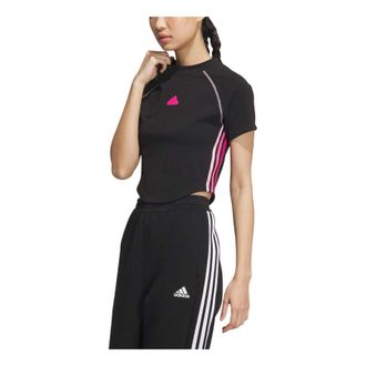 adidas (WMNS) adidas Dance Crop T-Shirt Asia Sizing Black Pink JJ1114