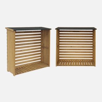 Sweeek Cobertizo Para Troncos De Madera De Abeto, Set De 2