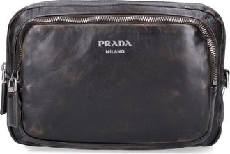 Prada Borsa A Spalla Logo In Nappa Di Agnello