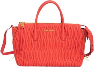 Miu Miu Pre-owned Matelasse Schoudertas - Dames - Vintage Handtas - Rood - ONE Size - Leer - Vintage
