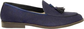 Dotz Blauwe stoffen mocassin met kwastjes - Heren - Loafers - Blauw - 43 EU - Su&egrave;de - Schoenen
