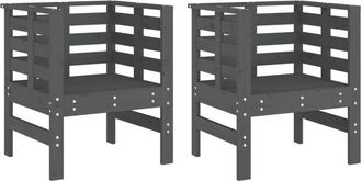 vidaXL Vidaxl - Garden Chairs 2 pcs Grey 61.5x53x71 cm Solid Wood Pine