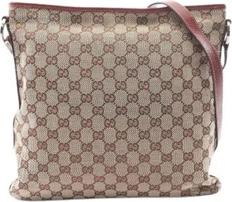 Gucci Pre-owned GG Canvas Shoulder Bag - Dames - Vintage Schoudertas - Beige - ONE Size - Leer - Vintage