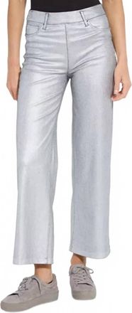 Lyss&eacute; Metallic Coated Wide Leg Denim Pant In Silver