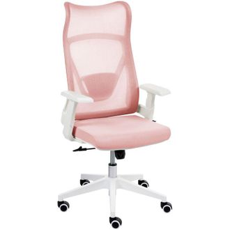 Beliani Office Chair Pastel Pink Mesh Swivel Base Adjustable Height Armrests Home Office Modern BARD