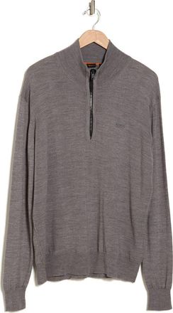 BOSS Amac Quarter Zip Sweater in Light/Pastel Grey at Nordstrom Rack, Size Small
