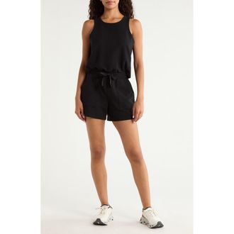 Spanx AirEssentials Rib UPF 50+ Romper in Very Black at Nordstrom, Size Medium